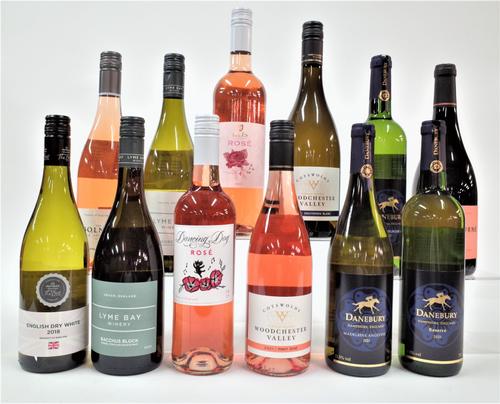 11 BOTTLES ENGLISH AND 1 HUNGARIAN WHITE AND ROSÉ WINE