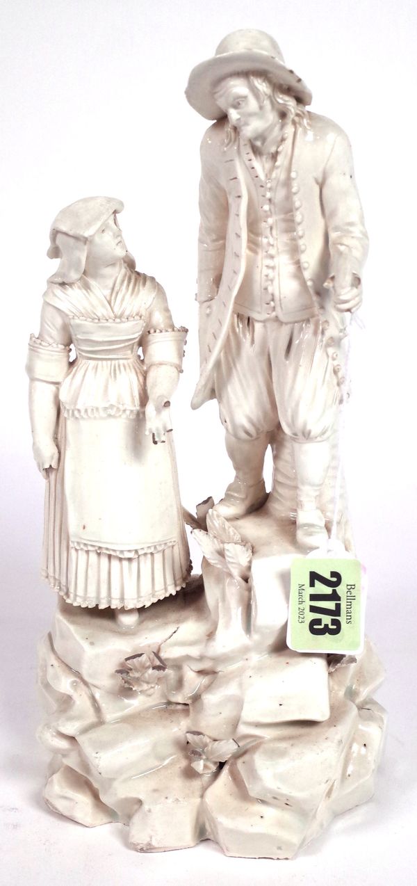 A CONTINENTAL CREAMWARE FIGURE GROUP