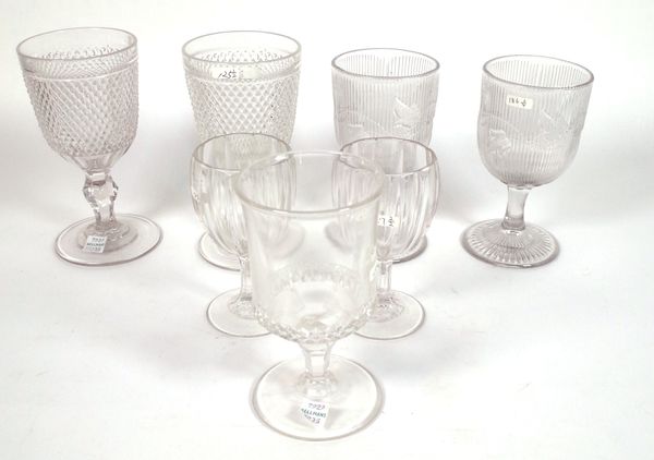 A GROUP OF THIRTEEN AMERICAN  MOULDED GLASS GOBLETS  (13)