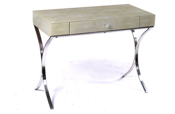 A MODERN FAUX SHAGREEN SINGLE DRAWER SIDE TABLE