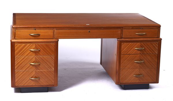 A MID-20TH CENTURY MAHOGANY PEDESTAL DESK