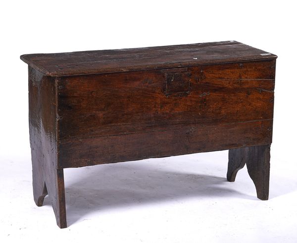 A 17TH CENTURY OAK PLANK COFFER