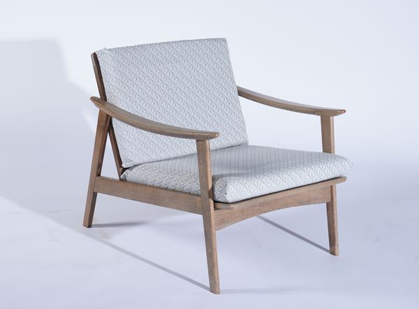 AFTER KOFOD LARSEN; A STAINED BEECH OPEN ARMCHAIR