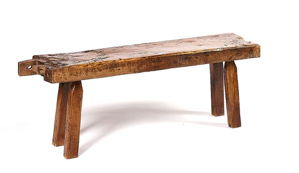 A HARDWOOD RECTANGULAR BENCH