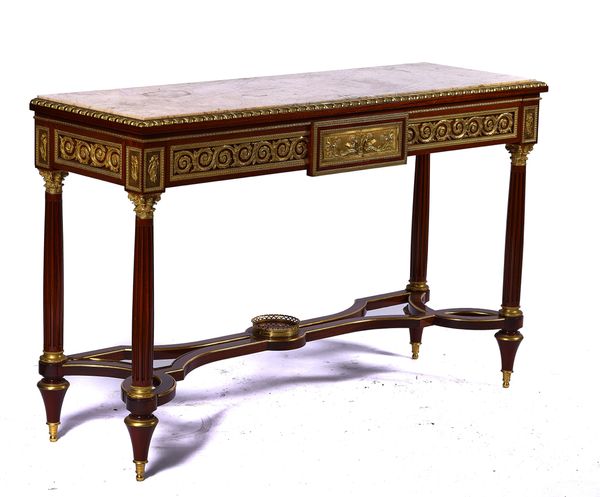 A LOUIS XVI STYLE ORMOLU MOUNTED CONSOLE TABLE