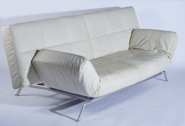 LINGE ROSET; A MODERN CREAM LEATHER SOFA