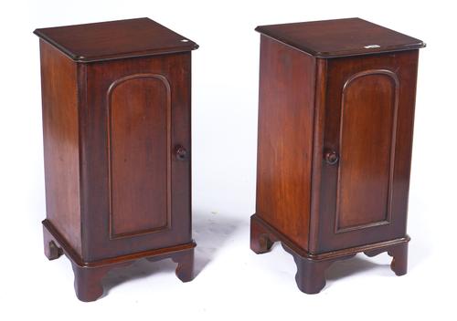A PAIR OF 19TH CENTURY AND LATER MAHOGANY BEDSIDE TABLES (2)