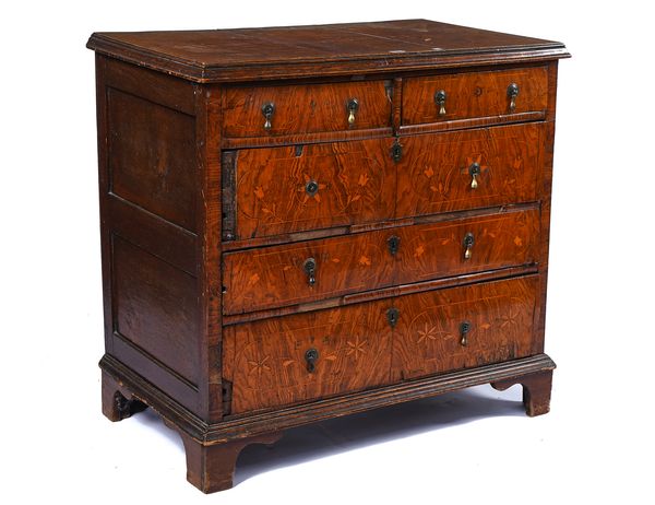 AN EARLY 18TH CENTURY FLORAL MARQUETRY INLAID CHEST