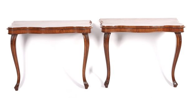 A PAIR OF WALNUT CONSOLE TABLES (2)