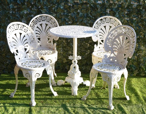 A 19TH CENTURY WHITE PAINTED CAST IRON CIRCULAR TABLE (5)