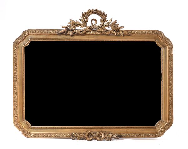 A NAPOLEON III GILT FRAMED CANTED RECTANGULAR WALL MIRROR