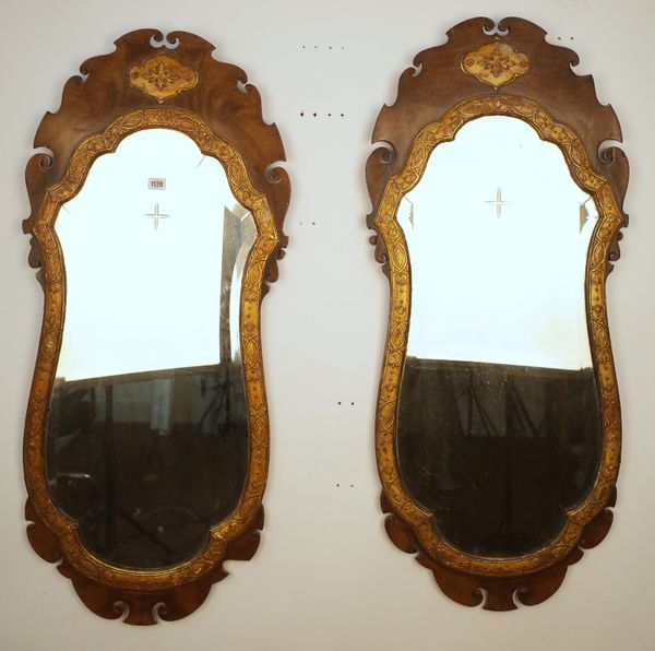 IN THE MANNER OF LENYGON AND MORANT; A PAIR OF QUEEN ANNE STYLE MIRRORS (2)