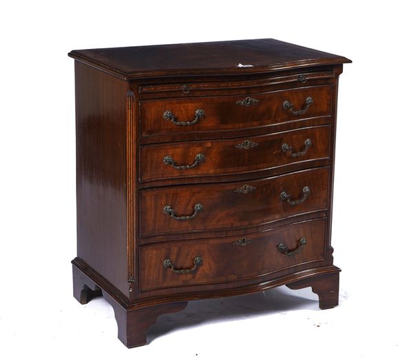 A GEORGE III STYLE SMALL MAHOGANY SERPENTINE CHEST