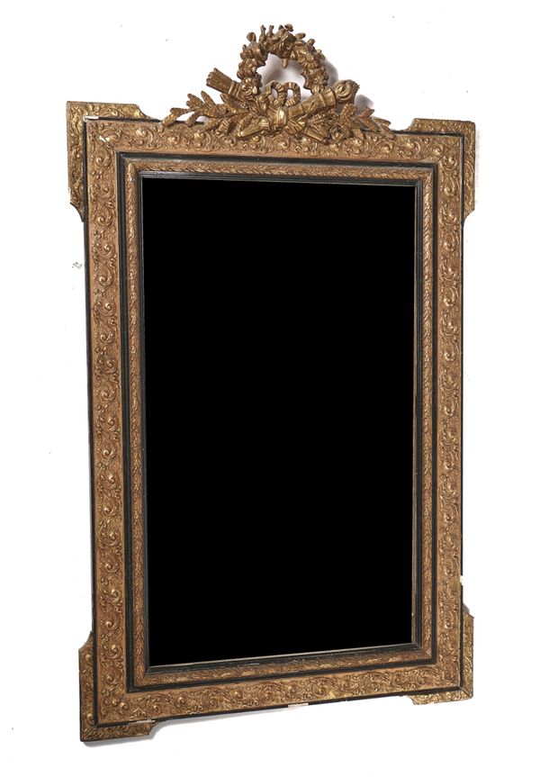 A 19TH CENTURY FRENCH GILT FRAMED MIRROR