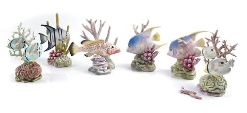 SIX ROYAL WORCESTER BONE-CHINA FISH MODELLED BY RONALD VAN RUYCKEVELT ( 6)