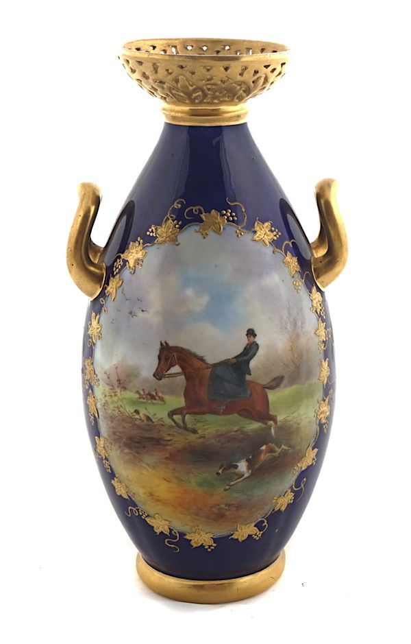 A GRAINGER'S WORCESTER TWO-HANDLED VASE