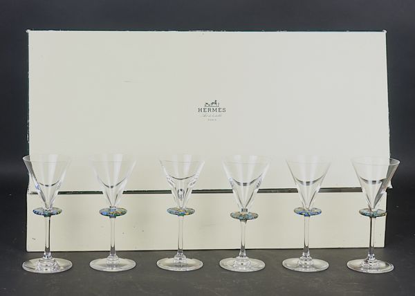 A SET OF SIX HERMES CRYSTAL COCKTAIL GLASSES