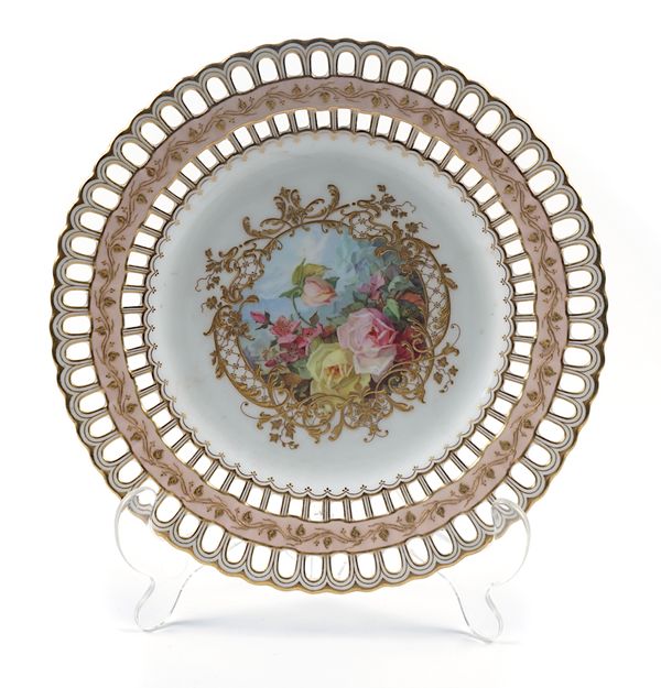 A MINTON PIERCED BONE CHINA CABINET PLATE