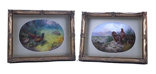 A PAIR OF OVAL PORCELAIN PLAQUES (2)