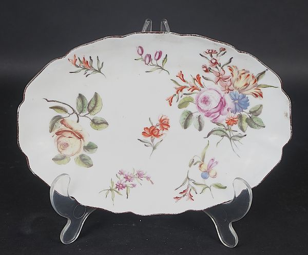 A CHELSEA PORCELAIN OVAL FLUTED DISH