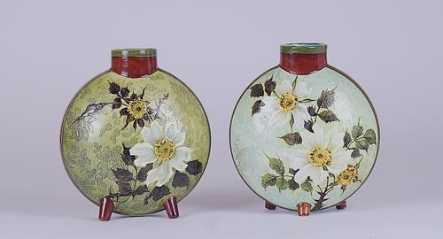 A PAIR OF DOULTON FAIENCE MOONFLASKS (2)