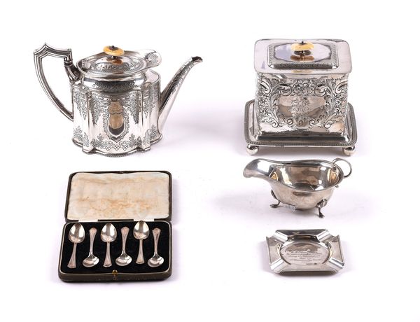 FIVE ITEMS OF SILVER AND PLATED WARES (5)