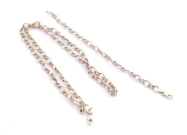 A 9CT GOLD NECKLACE TOGETHER WITH A MATCHING BRACELET (2)