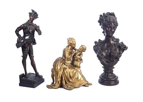 A FRENCH BRONZE BUST OF A BELLE EPOQUE STYLE FEMALE (3)