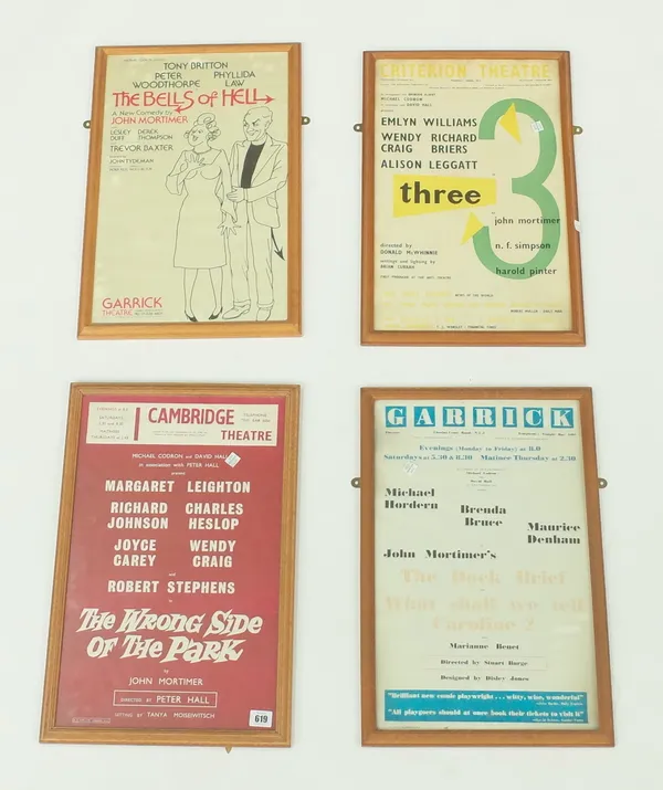 SIR JOHN MORTIMER: A GROUP OF THEATRE POSTERS FOR PLAYS WRITTEN BY JOHN MORTIMER (8)