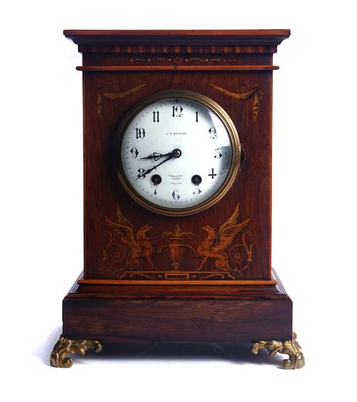 AN EDWARDIAN EIGHT DAY MANTEL CLOCK