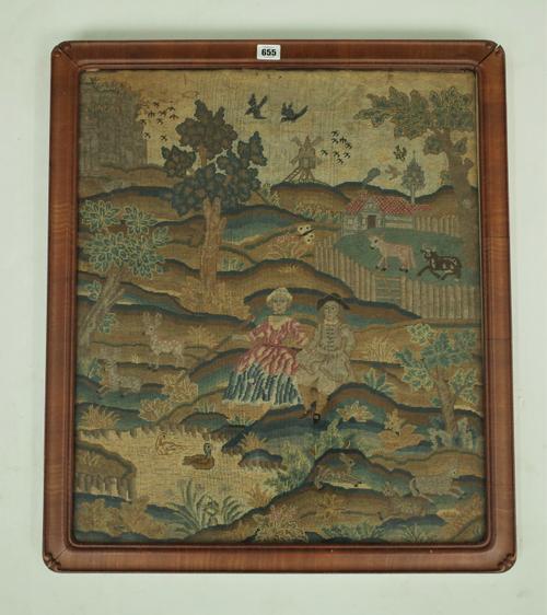 A GEORGE III NEEDLEWORK PANEL