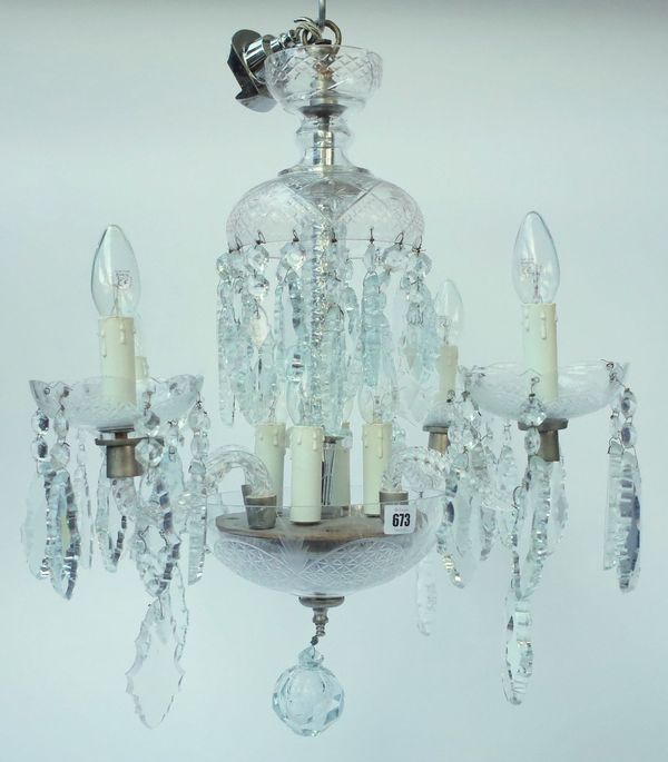 A GLASS EIGHT-LIGHT CHANDELIER