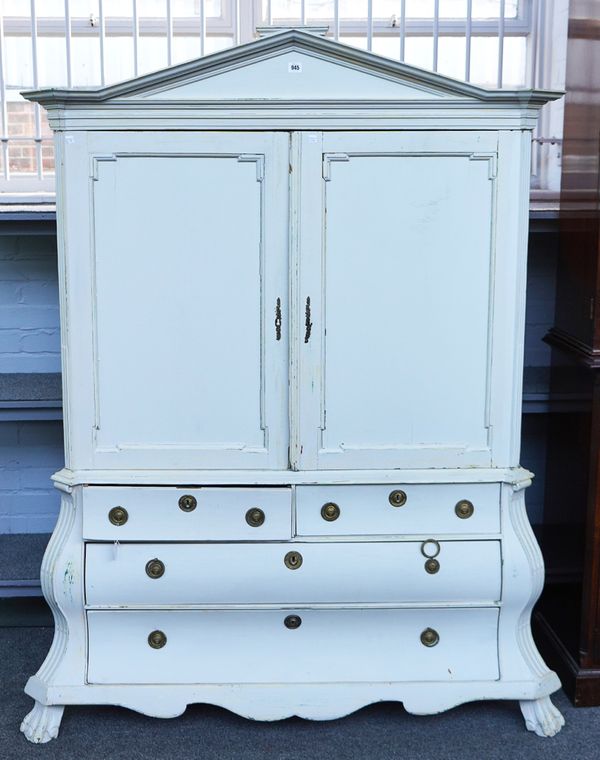 A 19TH CENTURY DUTCH LATER PAINTED PINE CABINET