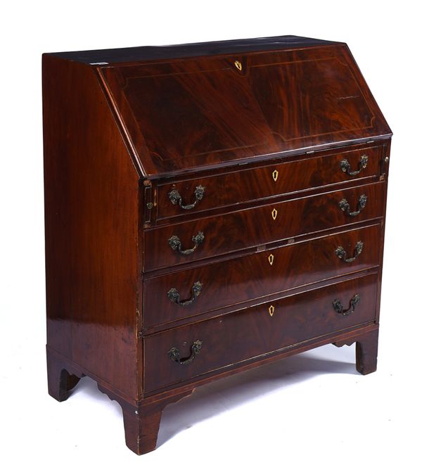 A GEORGE III INLAID MAHOGANY BUREAU