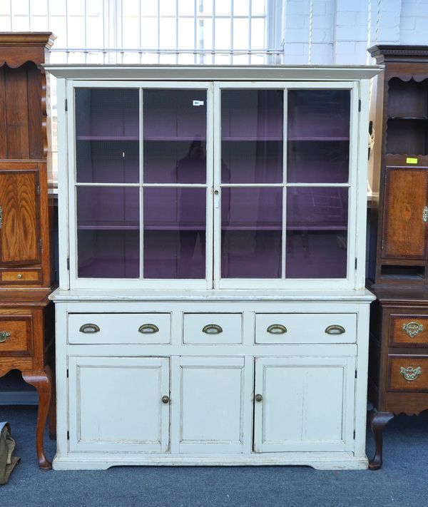 A CREAM PAINTED PINE DRESSER CABINET