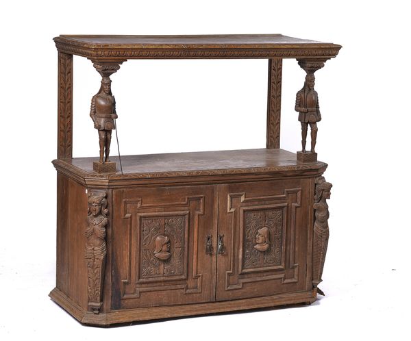 A LATE 19TH CENTURY CARVED OAK BUFFET