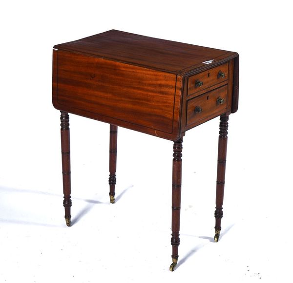 A REGENCY INLAID MAHOGANY DROP FLAP WORK TABLE