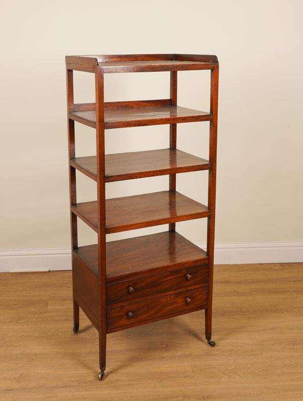 A 19TH CENTURY MAHOGANY FIVE TIER WHATNOT