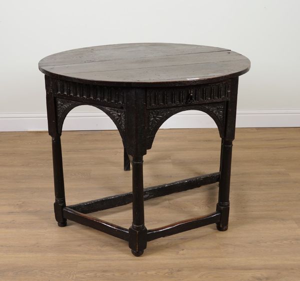 A 17TH CENTURY OAK DROP FLAP CREDENCE TABLE