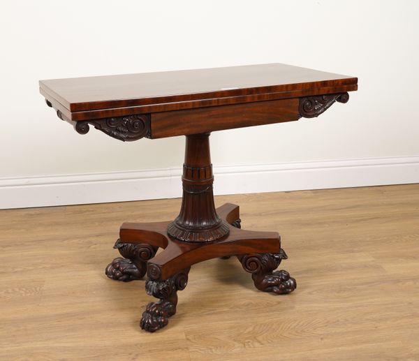 A GEORGE IV MAHOGANY RECTANGULAR CARD TABLE