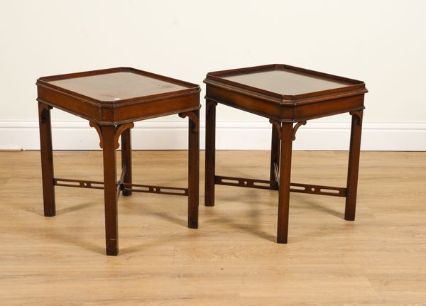 A PAIR OF 18TH CENTURY STYLE CANTED RECTANGULAR OCCASIONAL TABLES (2)