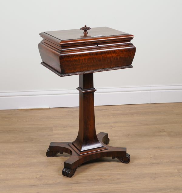 A WILLIAM IV ROSEWOOD TEAPOY ON FLARED SQUARE COLUMN