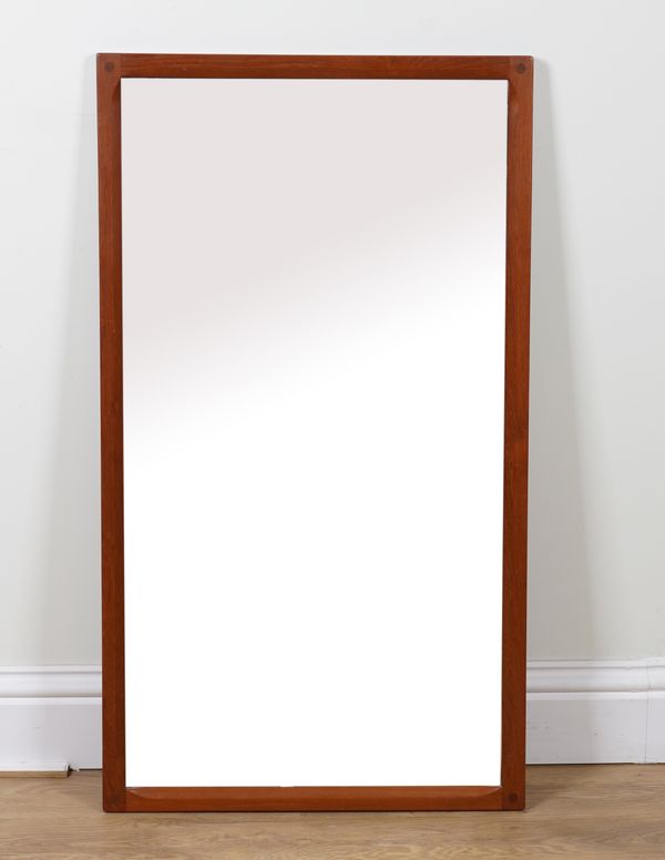 AKSEL KJERSGAARD, DENMARK; A MID 20TH CENTURY TEAK FRAMED RECTANGULAR MIRROR