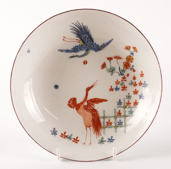 AN UNUSUAL DERBY PORCELAIN  KAKIEMON DISH