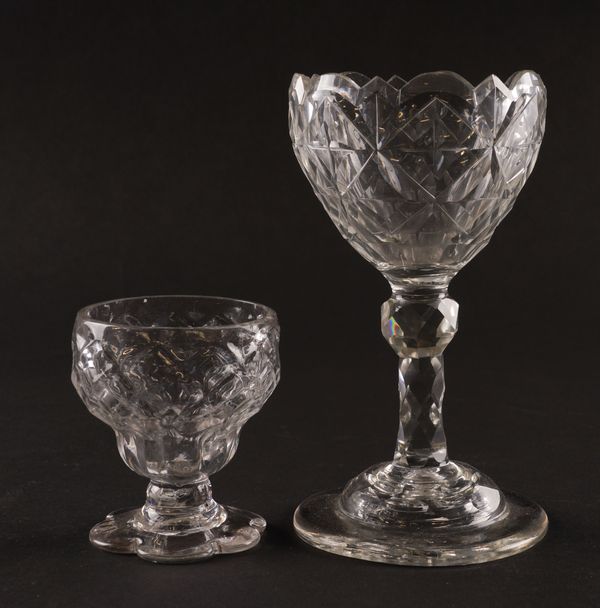 A GLASS SWEETMEAT AND A BONNET GLASS (2)