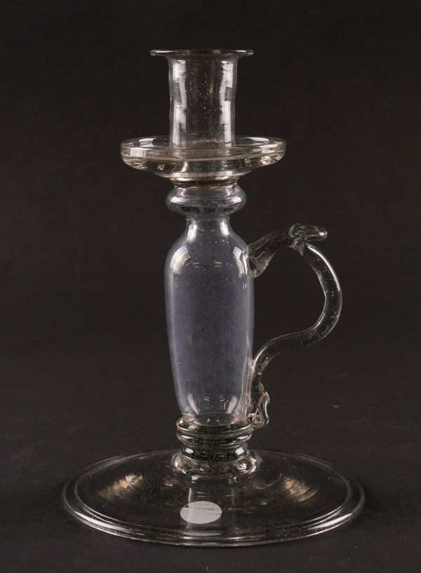 A FACON DE VENISE GLASS CANDLESTICK