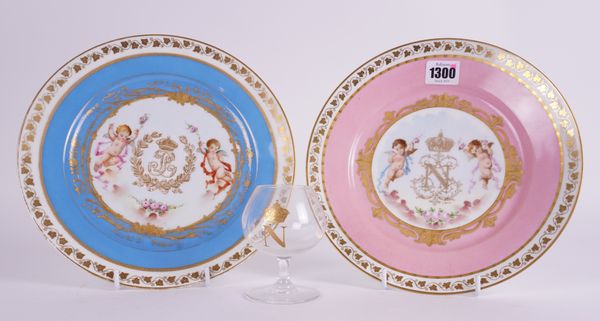 TWO SEVRES STYLE PLATES