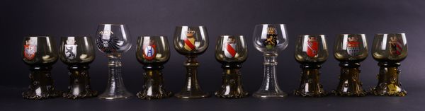 A GROUP OF TEN GERMAN GLASS ROEMERS