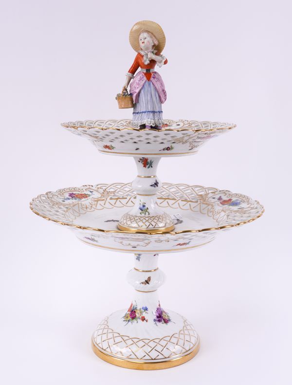 A COPENHAGEN PORCELAIN TWO-TIER CENTREPIECE