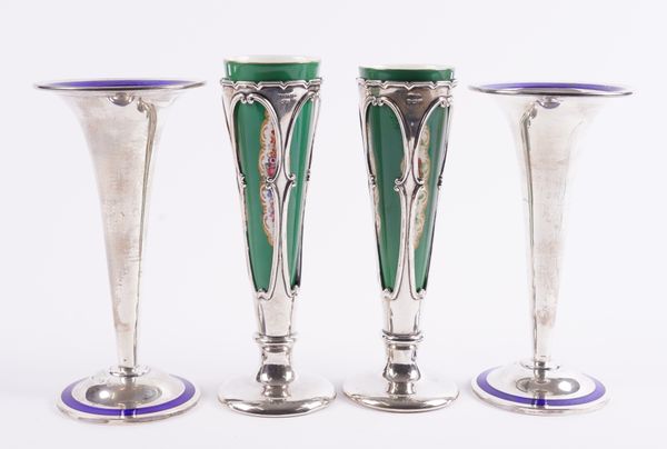 TWO PAIRS OF SILVER VASES (2)